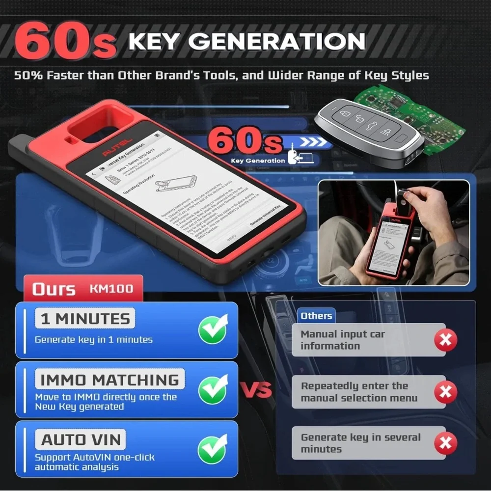 Autel KM100 KM100X KM100E Auto VIN IMMO Key Programming Diagnostic Scanner Tool - Picture 11 of 13